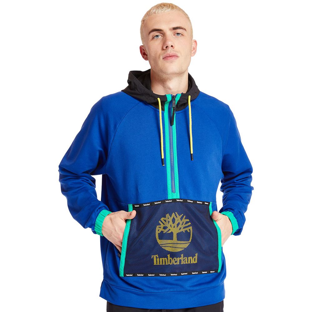 Moletom Masculino - Timberland Mixed-Media Mesh Pocket Hoodie - KQACG7210 - Azuis